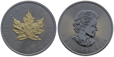 Kanada 5 Dollars 2018 - Maple Leaf - 1 Unze Feinsilber - Schwarz Ruthenium Veredelung